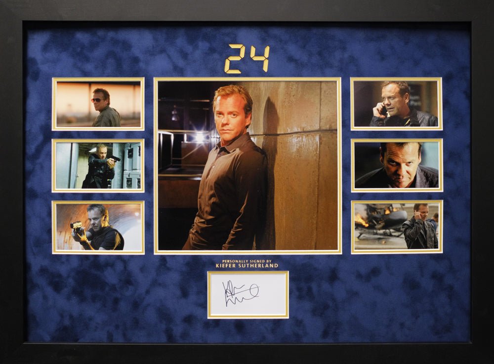 Framed Photograph Signed white card display by Kiefer Sutherland - Memorabilia Framers Shop